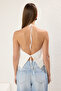 Beyaz Fitted V Yaka Astarlı Brode/Fisto Yelek TWOSS25YE00088 - 4