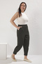 Haki Havuç Fit Beli Lastikli Örme Büyük Beden Pantolon TBBSS23AR00002 - 2