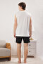 Ecru Black Knitted Pajama Set - Regular Fit Athlete Shorts Tmnss25Pt00022 - 4