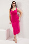 Fuchsia Sweetheart Neckline Midi Length Knitted Plus Size Dress Tbbss25Ah00014 - 2