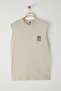 Stone Oversize/Wide Cut 100% Cotton Embroidered Undershirt Tmnss25Al00004 - 3