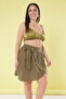 Green Lacing Detail Beach Wear Plus Size Skirt Tbbss25Az00016