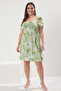 Green Tulle Knitted Plus Size Dress
