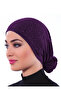 Brocade Tulle Plum Ready-To-Wear Turban Hijab Bonnet Suitable for Medical Use - 4