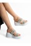 Si̇lva White Stone Detailed Platform Women's Slippers - 3