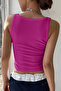 Woman's 3-piece black red fuchsia wide strap Ribbed Knit blouse - 5