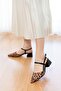 Elsa Leopard Ankle Wrap (4 cm Heel Height) Pointed Toe Heeled Ballerina Shoes - 3