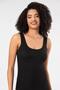 Weweus Black Viscose Camisole Ribbed Look Athlete Body T-Shirt 2106