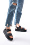 Barbara Velcro Women's Black Sandals - 3