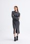 Women's Anthracite Crew Neck Flared Mini Ribbed Winter Knitwear Dress - 3