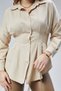 Women's Waist Seated Pleated Beige Shirt