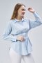 Women’s waist-fitted pleated light blue shirt - 7