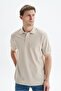 Ar-Ma Men's Polo Collar T-Shirt Unprinted Basic Regular Fit Double Collar Combed Cotton Pique Y29374354502 Beige-B1 - 3