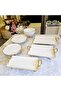 6 Pieces Cast Porcelain Presentation Set with Gilded Detail Gold
