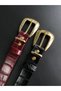 2 Pack Crocodile Leather Gold Buckle Belt Waist Belt Coat Belt Dress Belt Trouser Belt