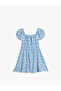 Floral Print Crew Neck Short Sleeve Mini Dress - 2