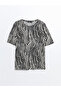 Crew Neck Patterned Women's T-Shirt - 6