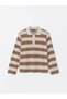 Lcwaikiki Classic Brown Polo Neck Striped Women's T-Shirt - 5