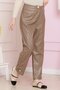 Button Detailed Leather Trousers-Mink - 4