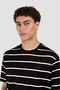 Men's Round Neck Regular Fit Striped 100% Cotton Short Sleeve Black-White T-Shirt 25411018 -246 - 4