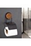 Wooden Patterned Magic Fix Magic Sticky Black Covered Toilet Paper Holder Mgs-712w - 2