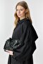 Black Trench Coat with Rose Cape Detail - 5