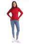 Women's Red Turtleneck Ribbed Knitwear Pullover Knitwear Blouse 2017 - 6