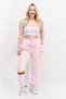 Women Drawstring Embroidered Logo Sweatpants, Pink - 3