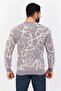 Men Crew Neck Abstract Sweater, Grey - 4