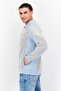 Men Spread Collar Long Sleeve Knitted Cardigans, Blue - 2
