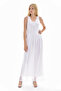 Lined Pleated Chiffon Long Dress White