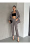 Grey Folded Sleeve Detail Blazer Jacket and Carrot Cut Pants Atlas Woven Fabric Suit - 2