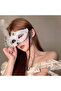 White Matte Color Party Prom Mask with Feathered Roses on the Side - Rp4619 - 3