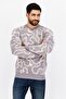 Men Crew Neck Abstract Sweater, Grey
