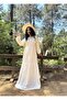 Women's Scallop Embroidered Long Floral Patterned Dress - 5