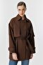 Short Brown Trench Cotton with Crown Oversize - 4