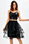 Layered Evening Dress Skirt Black - 2