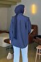 Shoulder Padding Detailed Hijab Shirt Navy Blue - 4