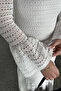 Women's White Backless Mesh Dress with Volan Detail - 4