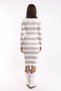 Ribbed Crew Neck Striped Knitwear Dress 5080 Ecru-Camel - 7