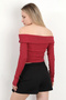 Women's Madonna Collar Long Sleeve Wrap Blouse Burgundy - Ms 0000589 - 3
