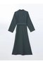 Lcw Modest Green Linen Blended Women's Shirt Dress - 2
