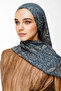 Velora Pattern Double Sided Shawl Petrol Blue-Beige - 2
