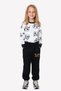 Girl's Round Neck Kitten Print Detailed Bottom-Top Pajama Set