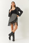Women's Anthracite Wrap Detailed Patterned Tasseled Skirt De380038 60261432 - 6