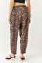 Women's Brown Beige Piping Lace-Up Leopard Patterned Shalwar Trousers 3890 60261437 - 7