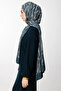 Selis Pattern Double Sided Shawl Petrol Blue-Beige - 3