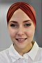 Women's Luxury Sandy Fabric Tied Pleated Hijab Bonnet - 6
