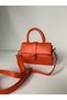 Orange Gold Detailled Magnetic Closure Hand Shoulder and Crossbody Women's Bag - 7