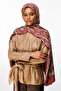 Selis Pattern Double Sided Shawl Plum-Salmon - 2